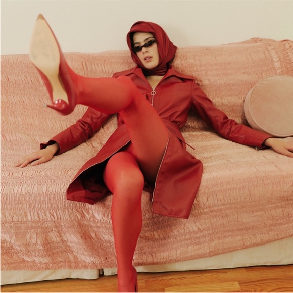 Orseund Iris Vegan Leather Red Trench Coat Jacket Size Large NWOT MSRP $1295 - Picture 3 of 15